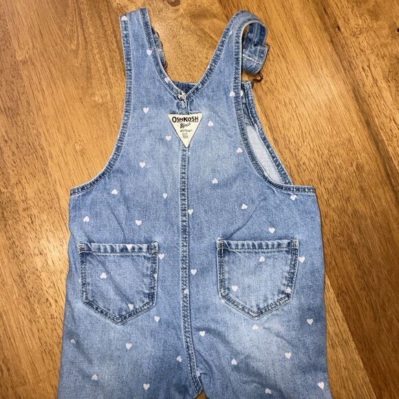 OshKosh B'Gosh Toddler Girl’s Denim Overalls with Hearts Size 18 months Snaps - Picture 10 of 14